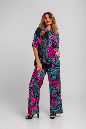 Pantalón Sastre de hojas y panteras - Nocturna